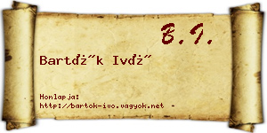 Bartók Ivó névjegykártya